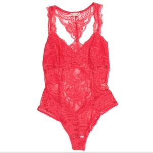 Free People Intimately Midnight Hour Lace Bodysuit Hot Berry X-Small